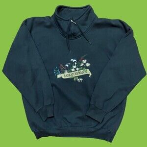 Saskatchewan Canada Vintage Cowl Neck Sweatshirt Black Embroidered Women's M